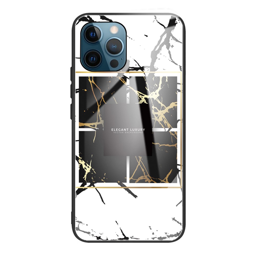 Marble Texture Anti-scratch Tempered Glass + TPU Combo Phone Case for iPhone 12/12 Pro - Style V-1