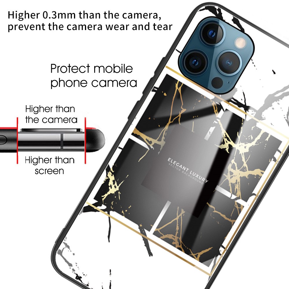 Marble Texture Anti-scratch Tempered Glass + TPU Combo Phone Case for iPhone 12/12 Pro - Style V-3