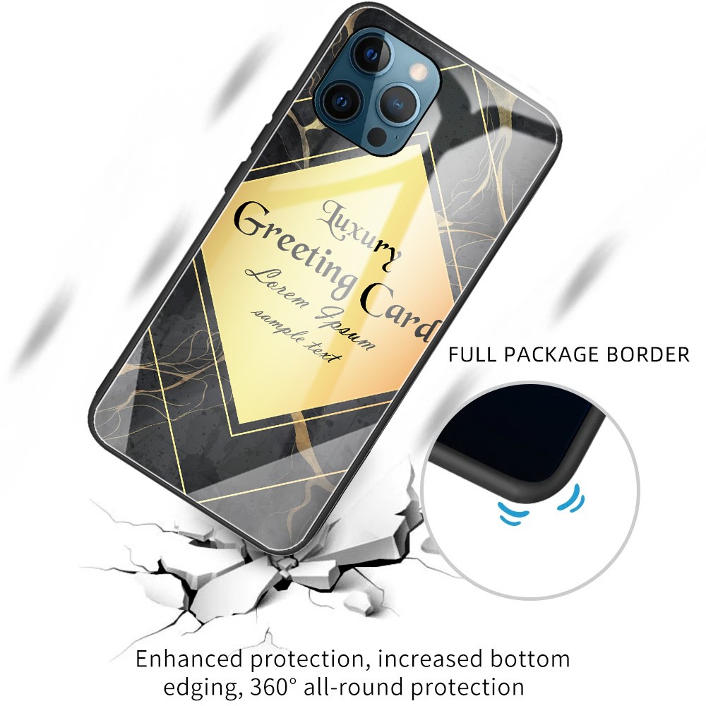 Marble Texture Anti-scratch Tempered Glass + TPU Combo Phone Case for iPhone 12/12 Pro - Style W-2