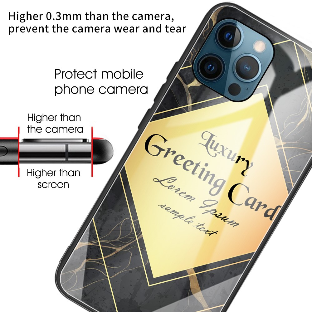 Marble Texture Anti-scratch Tempered Glass + TPU Combo Phone Case for iPhone 12/12 Pro - Style W-3