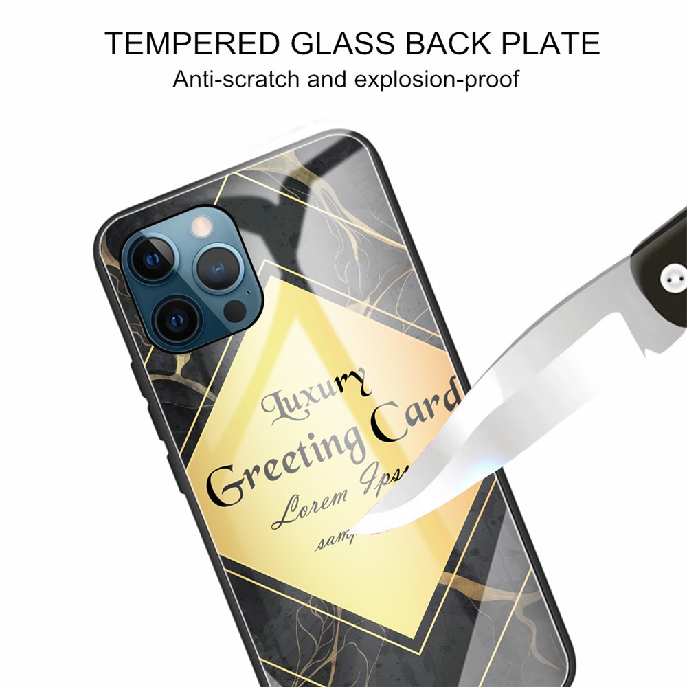 Marble Texture Anti-scratch Tempered Glass + TPU Combo Phone Case for iPhone 12/12 Pro - Style W-4