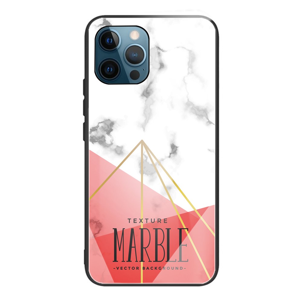Marble Texture Anti-scratch Tempered Glass + TPU Combo Phone Case for iPhone 12/12 Pro - Style X-1