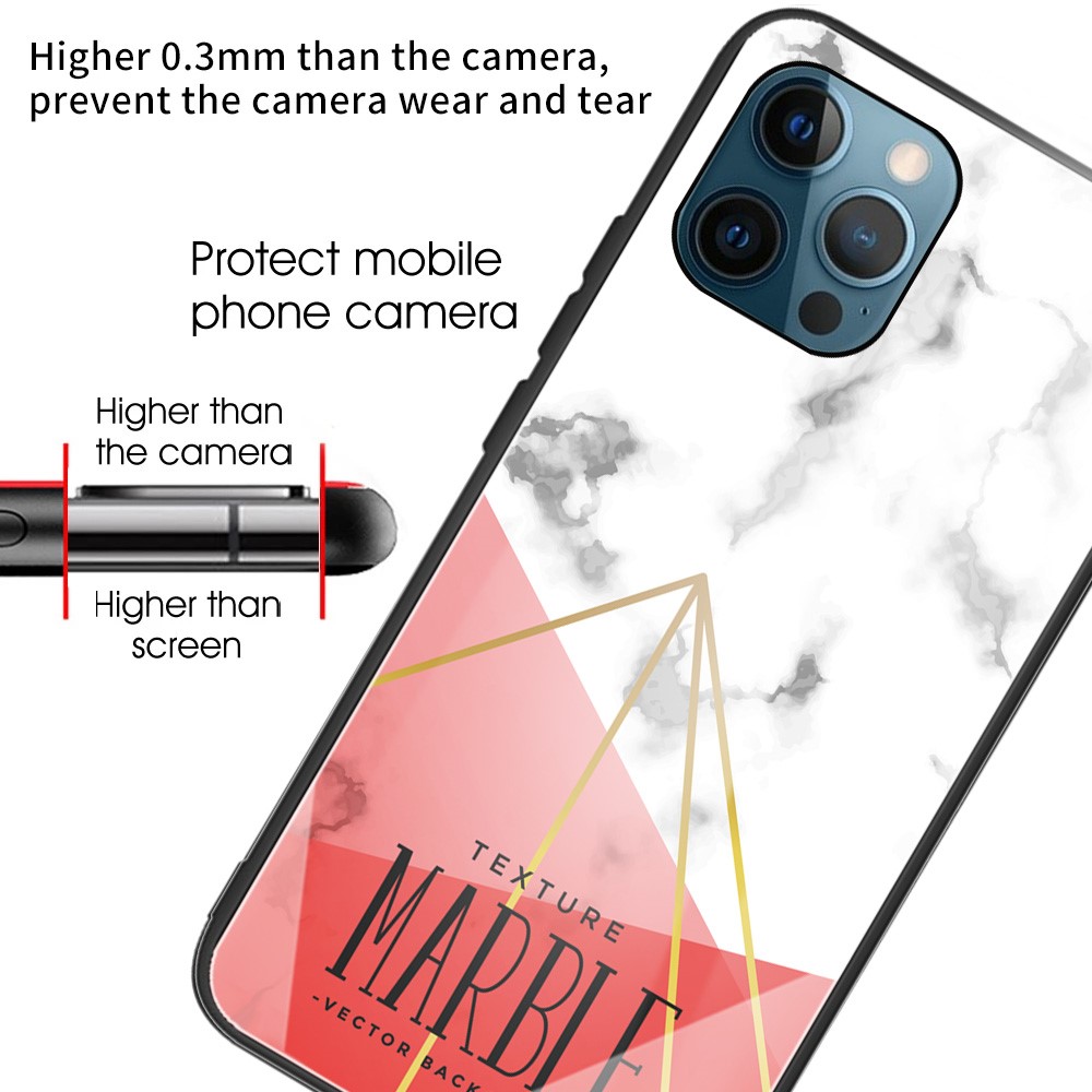 Marble Texture Anti-scratch Tempered Glass + TPU Combo Phone Case for iPhone 12/12 Pro - Style X-3