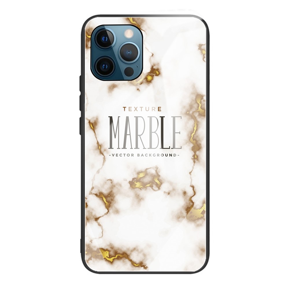 Marble Texture Anti-scratch Tempered Glass + TPU Combo Phone Case for iPhone 12/12 Pro - Style Y-1