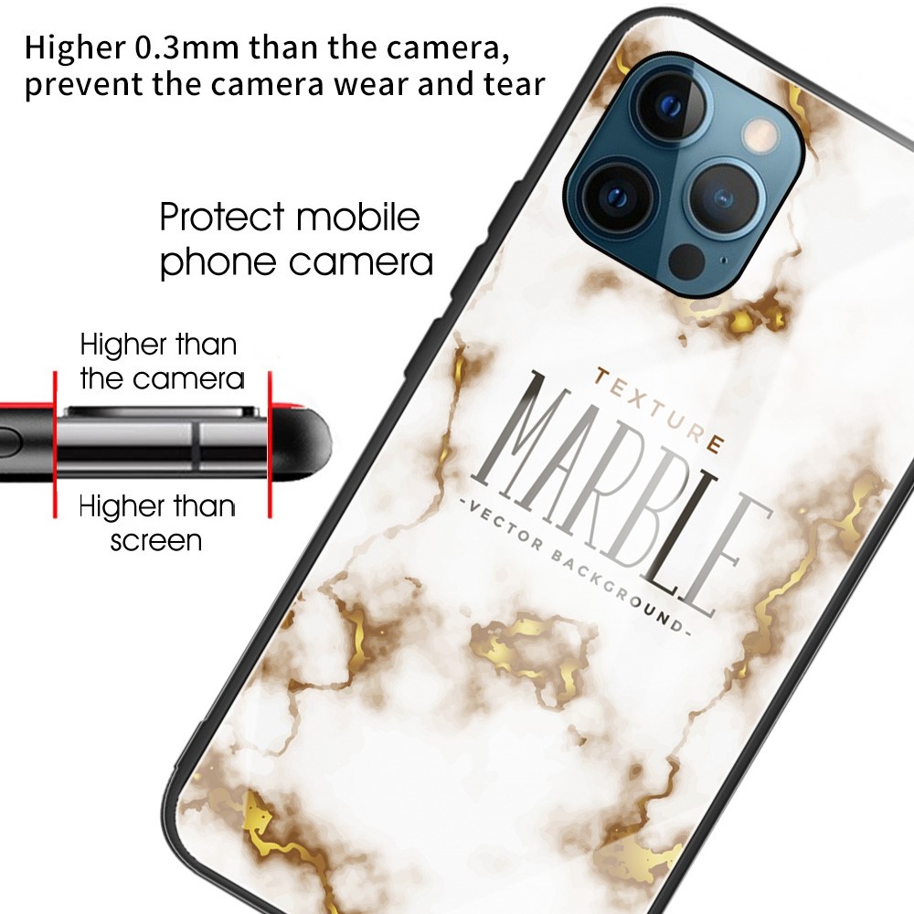 Marble Texture Anti-scratch Tempered Glass + TPU Combo Phone Case for iPhone 12/12 Pro - Style Y-3