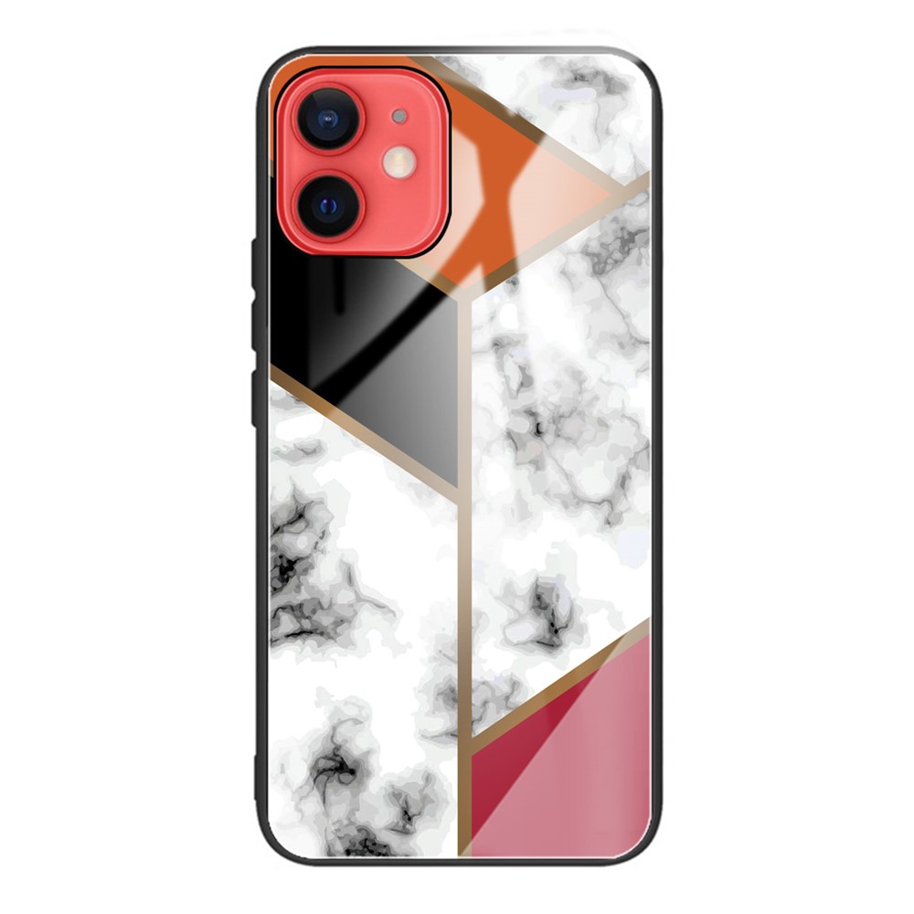 Marble Pattern Tempered Glass Mobile Phone Protector Case Shell Cover for iPhone 12 mini - Style A-1