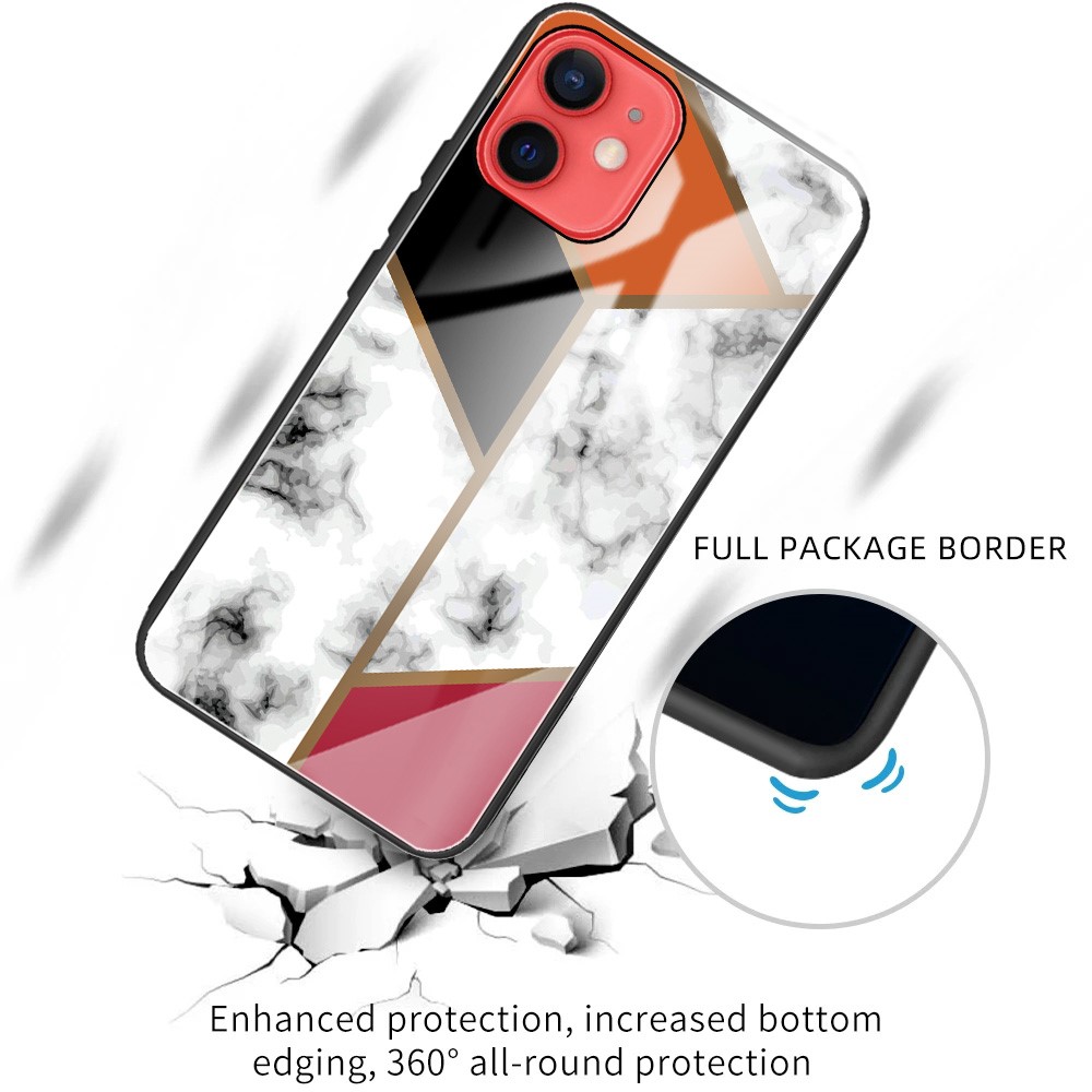 Marble Pattern Tempered Glass Mobile Phone Protector Case Shell Cover for iPhone 12 mini - Style A-2