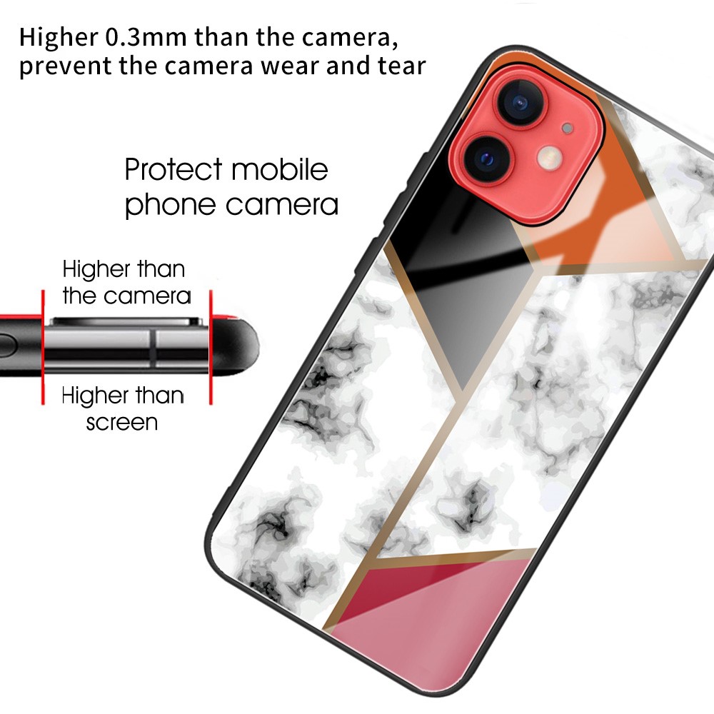 Marble Pattern Tempered Glass Mobile Phone Protector Case Shell Cover for iPhone 12 mini - Style A-3