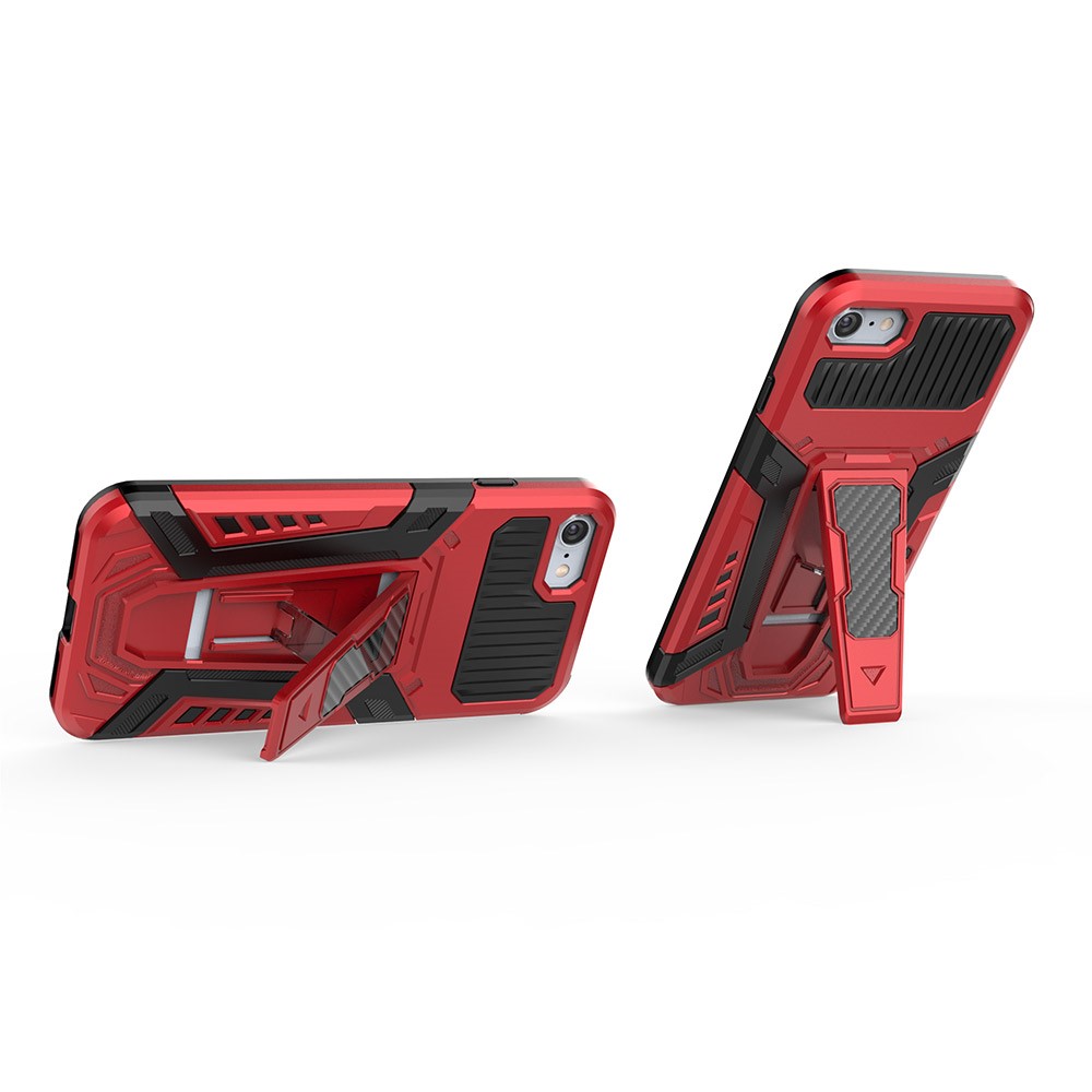 Custodia Per La Copertura Del Kackstand Ben Protetta In Stile Auto PC + Caso Di Copertura Ibrida TPU Per IPhone 7 4.7 Pollici / 8 4.7 Pollici / SE (2a Generazione) - Rosso-3