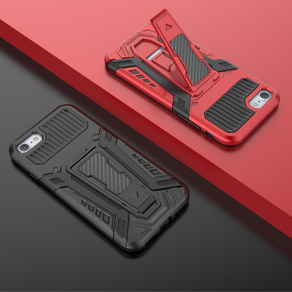 Custodia Per La Copertura Del Kackstand Ben Protetta In Stile Auto PC + Caso Di Copertura Ibrida TPU Per IPhone 7 4.7 Pollici / 8 4.7 Pollici / SE (2a Generazione) - Rosso-5