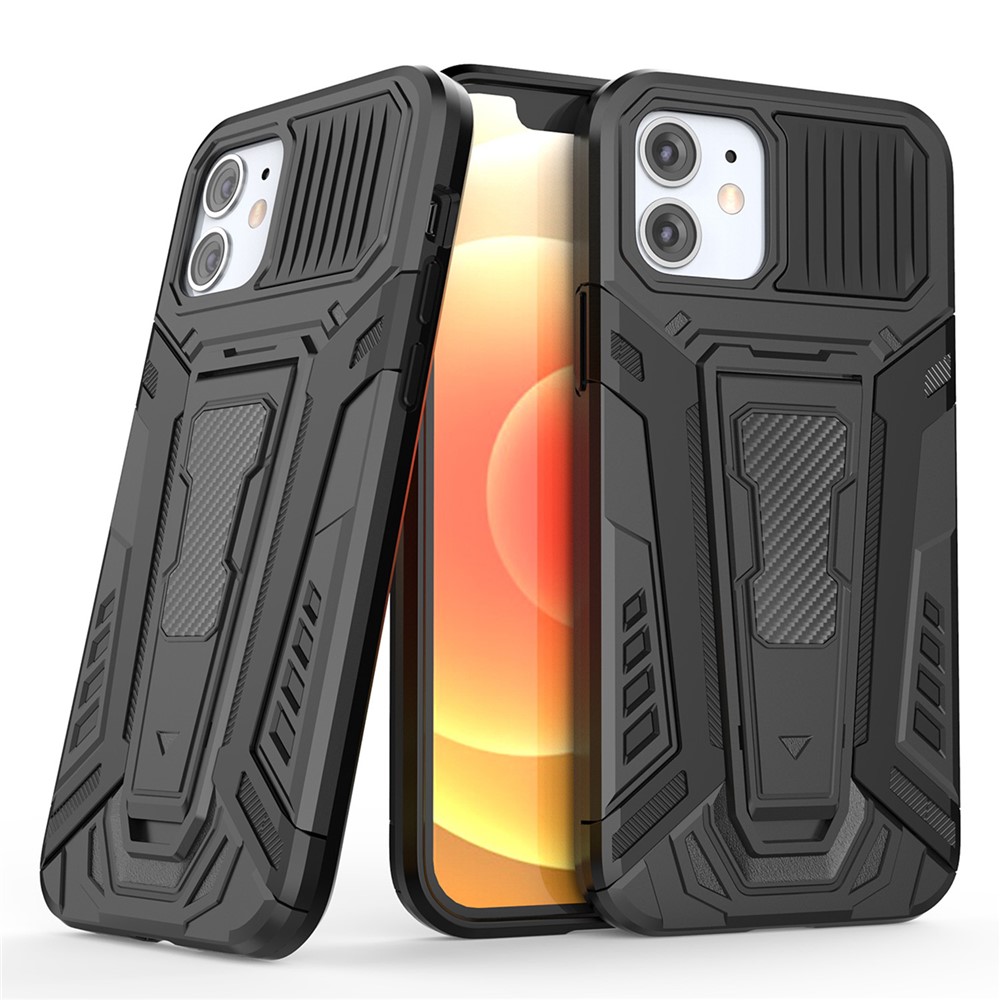 Autostil PC + TPU Hybrid Cover Case Mit Kickstand Design Für IPhone 12 Mini - Schwarz-1