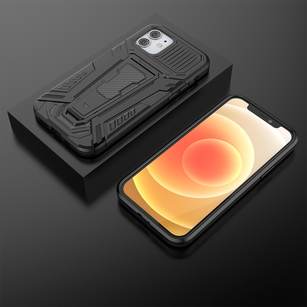 Autostil PC + TPU Hybrid Cover Case Mit Kickstand Design Für IPhone 12 Mini - Schwarz-13