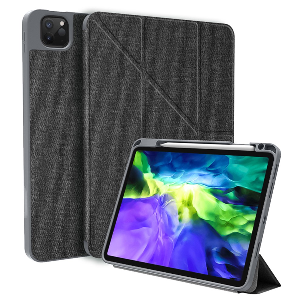 MUTURAL King Kong Series Leather Tablet Case Stand Cover with Pen Slot for iPad Pro 12.9 (2022 / 2021 / 2020 / 2018) - Black