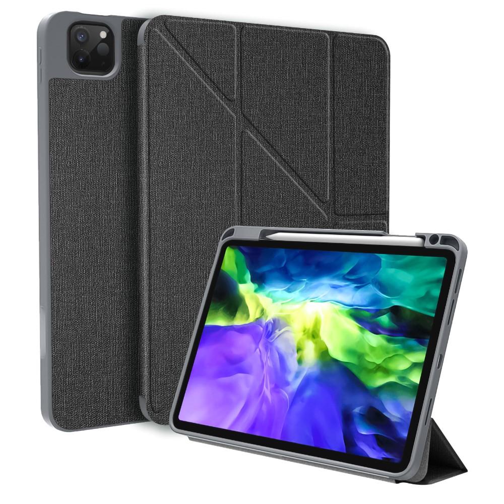 MUTURAL King Kong Series Leather Auto Wake Sleep Case Stand with Pen Holder for iPad Pro 11-inch (2021 / 2020 / 2022) - Black