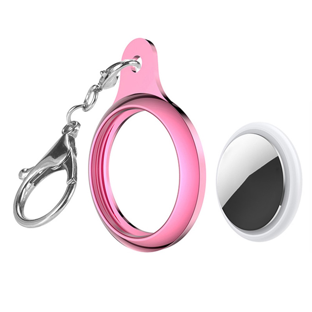 TPU Protective Case Cover with Key Ring for Apple AirTag - Pink-1