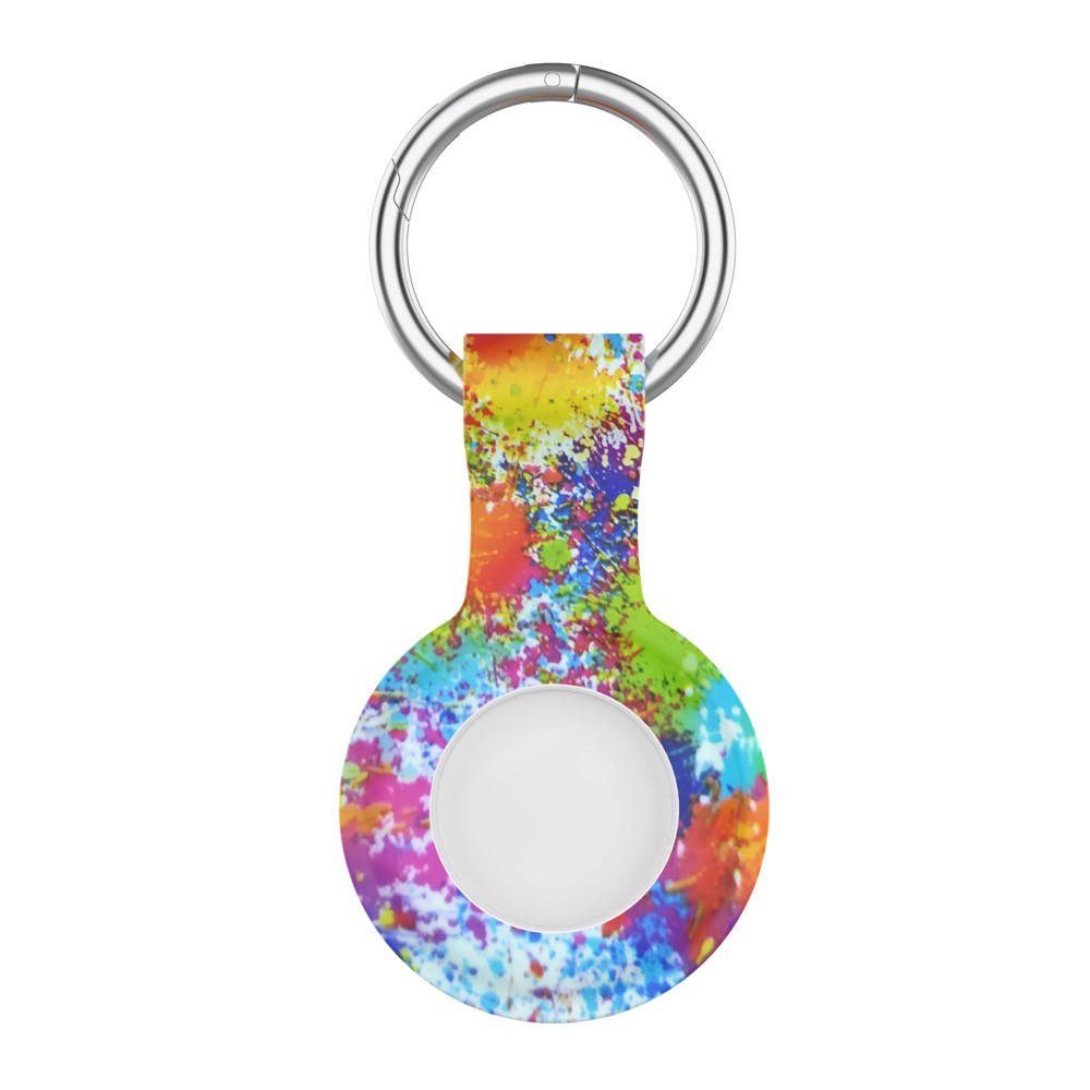 Silicone Pattern Printing Case Cover Protector Anti-Lost Keychain for Apple AirTag Bluetooth Locator Tracker - Painted-2