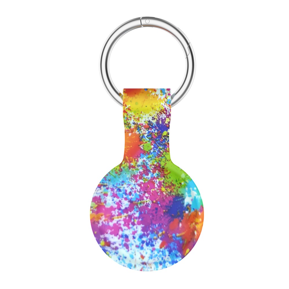 Silicone Pattern Printing Case Cover Protector Anti-Lost Keychain for Apple AirTag Bluetooth Locator Tracker - Painted-5