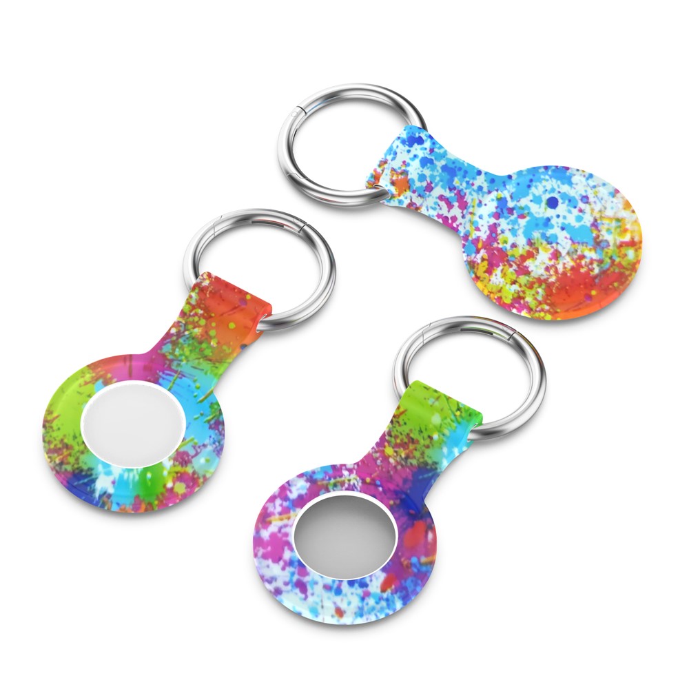 Silicone Pattern Printing Case Cover Protector Anti-Lost Keychain for Apple AirTag Bluetooth Locator Tracker - Painted-6