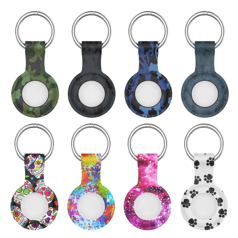 Silicone Pattern Printing Case Cover Protector Anti-Lost Keychain for Apple AirTag Bluetooth Locator Tracker - Painted-7