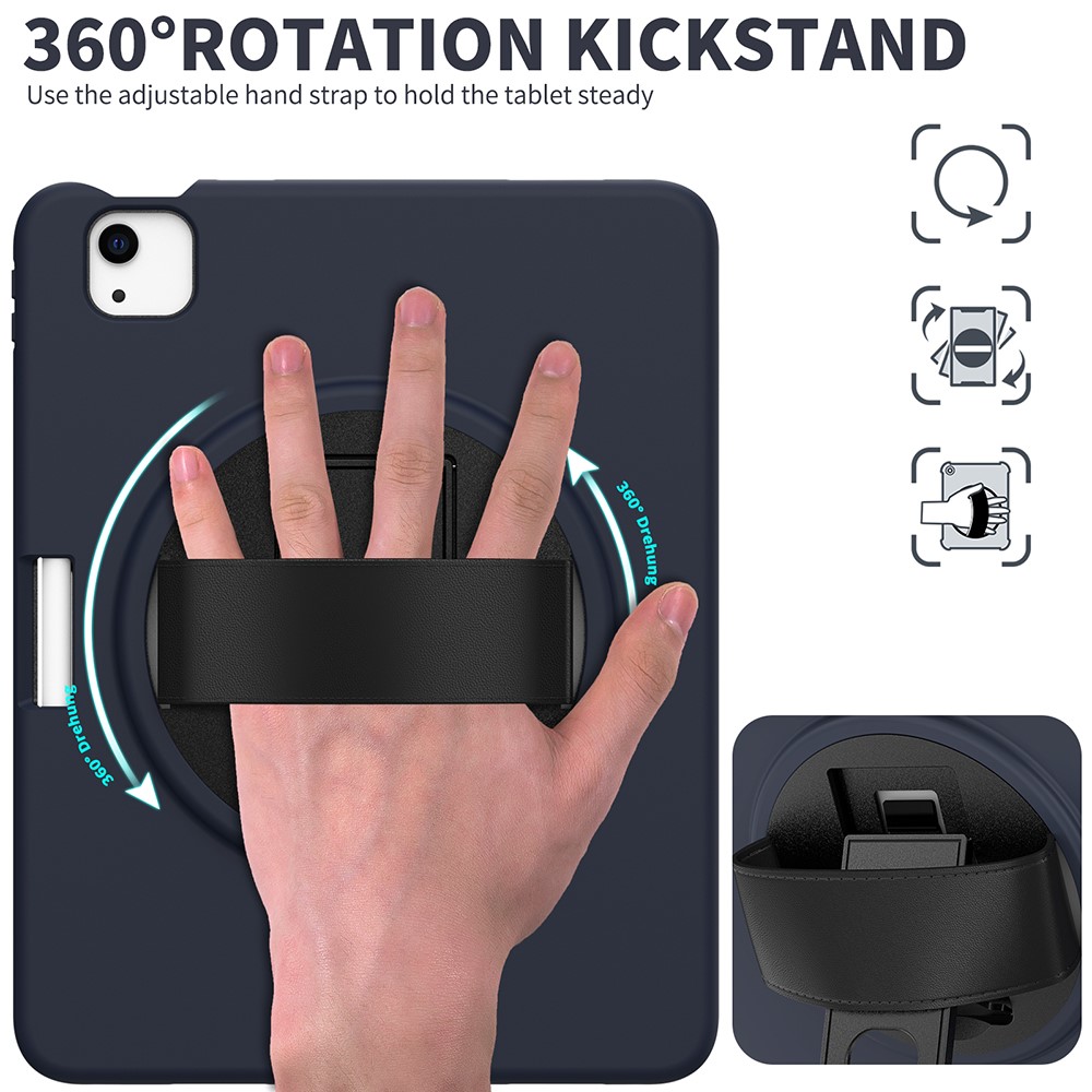 Rotation Kickstand PC + TPU Case with Pen Slot for iPad Air (2020)/iPad Pro 11-inch (2021)/(2020)/(2018) - Dark Blue-10