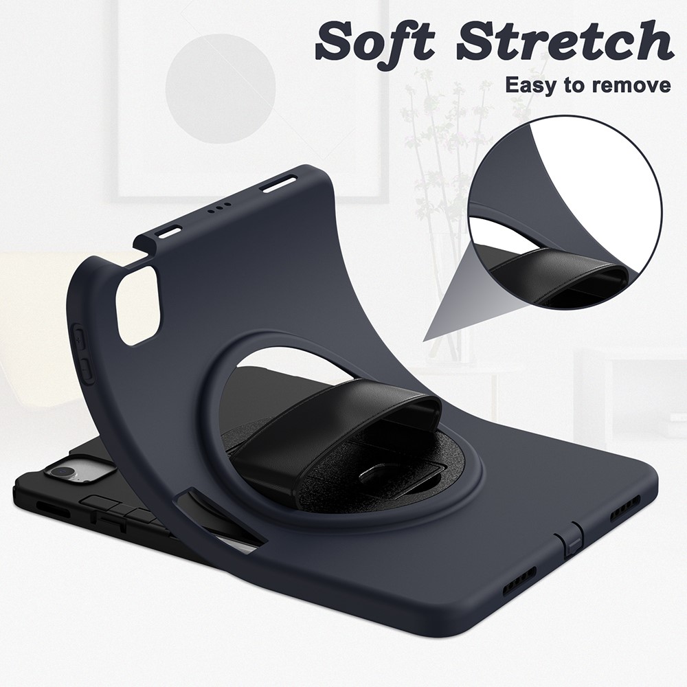 Custodia Per Kickstand di Rotazione PC + TPU Con Slot a Penna Per Ipad Air (2020)/Air (2022)/iPad Pro 11 Pollici (2021)/(2020)/(2018) - Blu Scuro