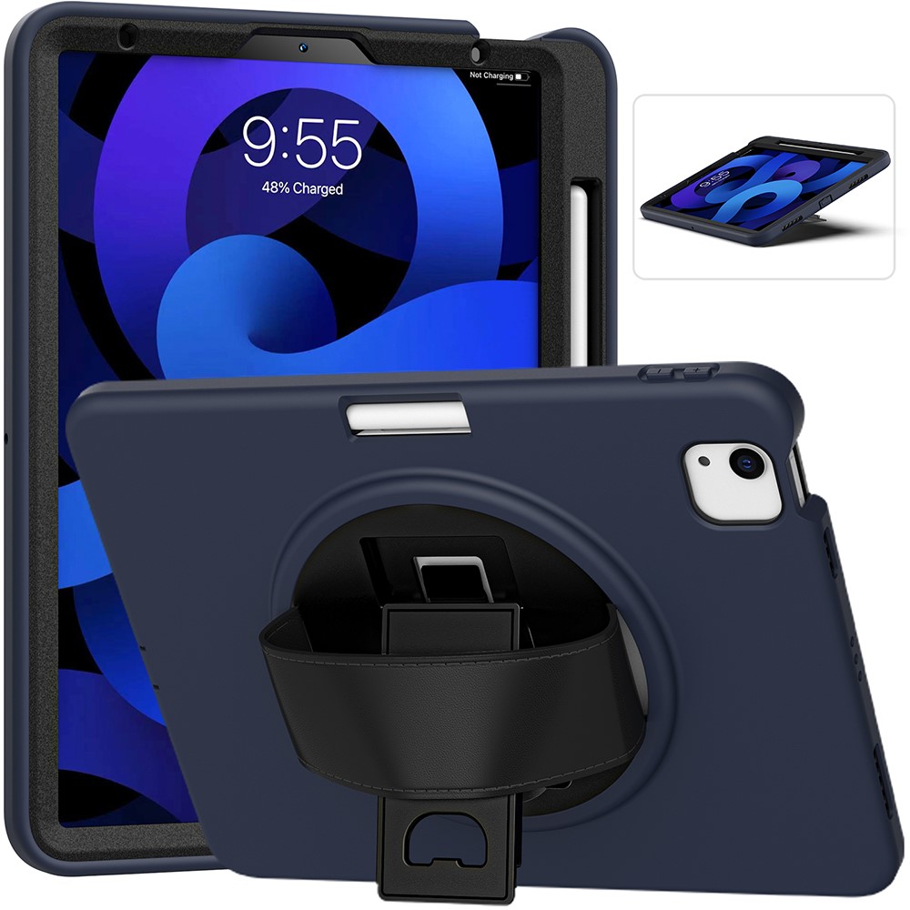 Rotation Kickstand PC + TPU Case Avec la Pens Pen Pour Ipad Air (2020) / Air (2022) / Ipad Pro 11 Pouces (2021) / (2020) / (2018) - Bleu Foncé-20