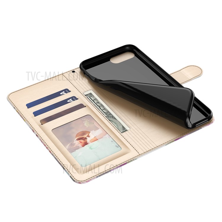 Marble Pattern Printing Stand Wallet Leather Mobile Phone Cover for iPhone 12 mini 5.4 inch - White / Flower-5