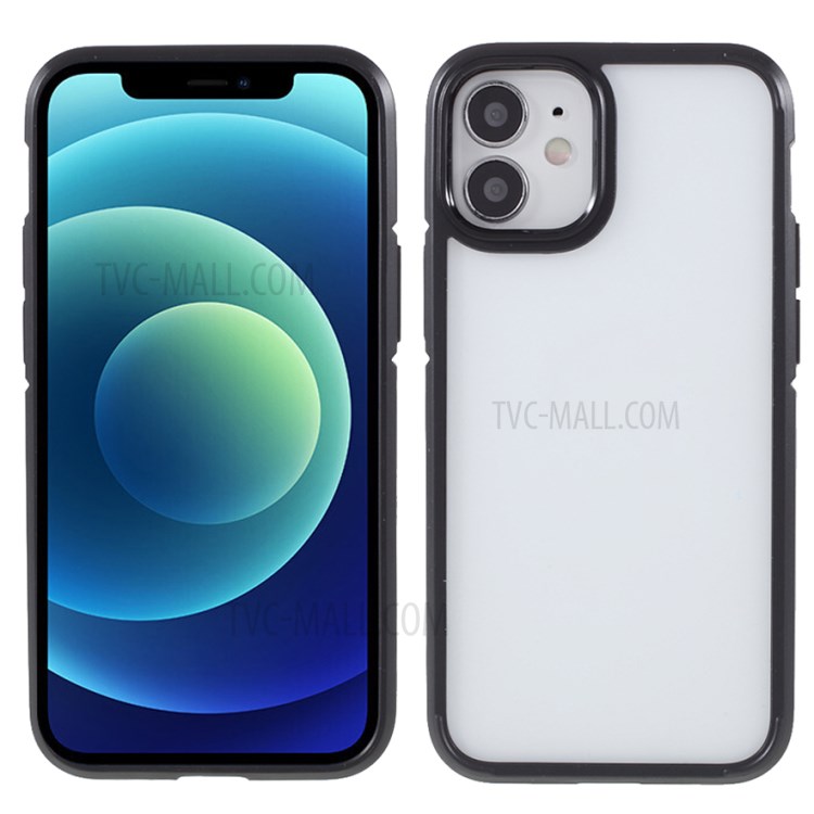 Clear Hybrid Cover Case Mit Dual-Color Frame Design Für IPhone 12 Mini - Schwarz-1