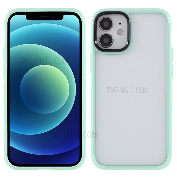 Dual-Color Frame Design Clear Hybrid Cover Case for iPhone 12/12 Pro - Green-1
