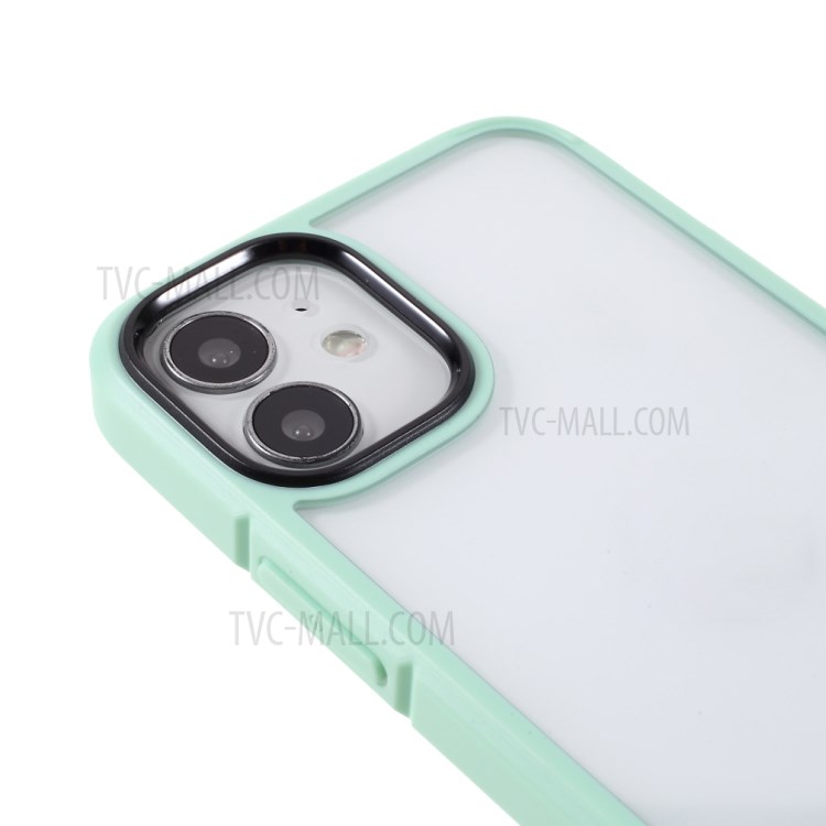Dual-Color Frame Design Clear Hybrid Cover Case for iPhone 12/12 Pro - Green-6