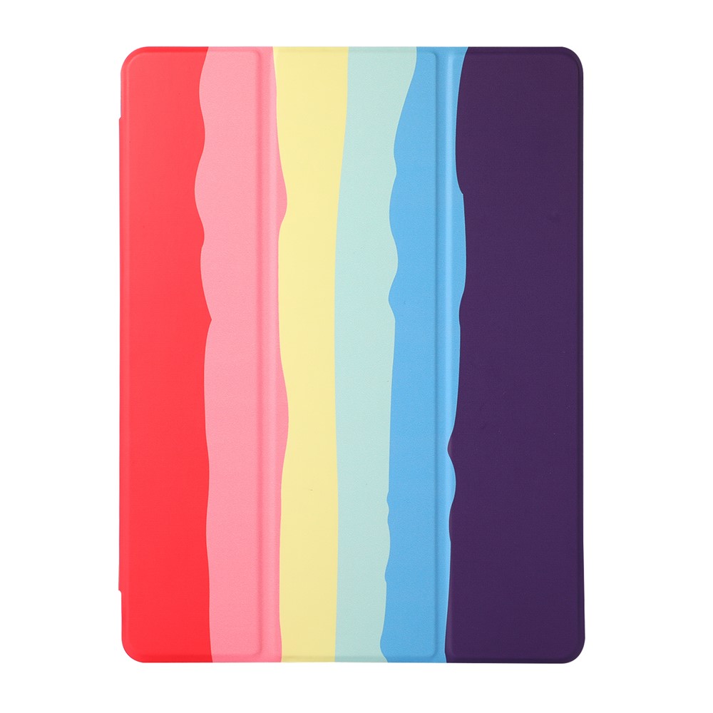 Tri-Fold Leather Tablet Case with Pen Slot for iPad 10.2 (2020) - Purple-2