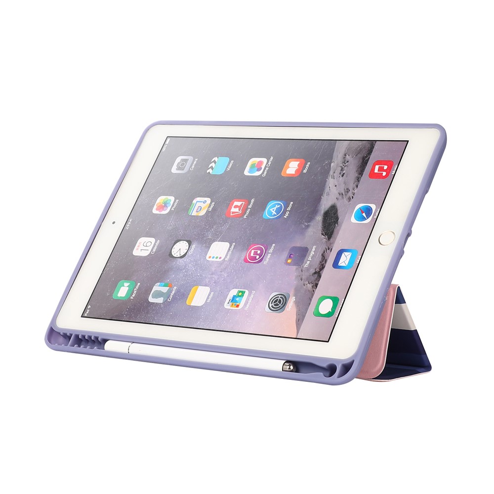 Tri-Fold Leather Tablet Case with Pen Slot for iPad 10.2 (2020) - Purple-4