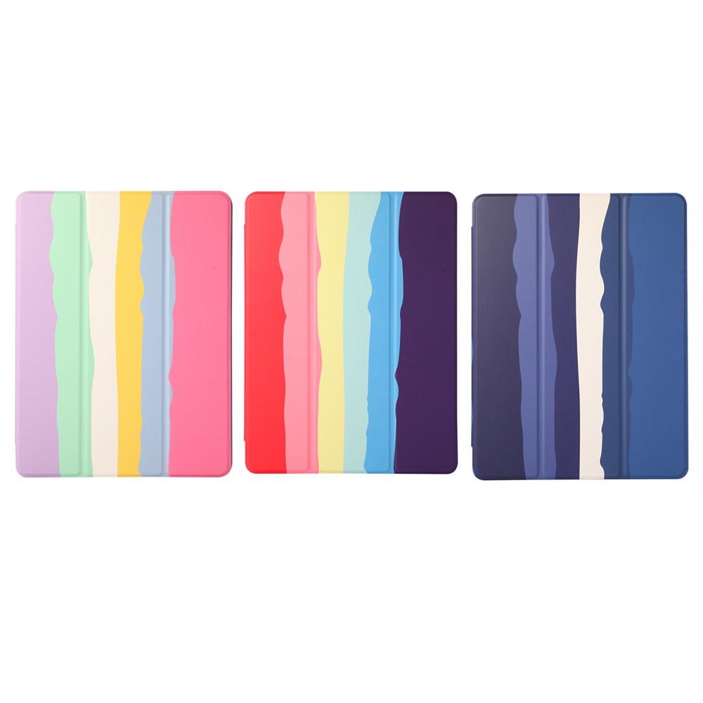 Tri-Fold Leather Tablet Case with Pen Slot for iPad 10.2 (2020) - Purple-6