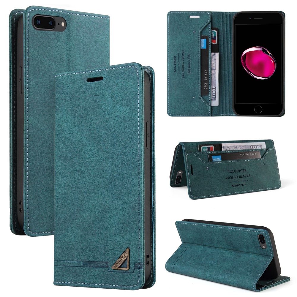 GQ.UTROBE Auto- absorbed Quality Leather Phone Shell Case with Anti-theft Swiping Design for iPhone 8 / 7 / SE (2nd Generation) - Blue-10