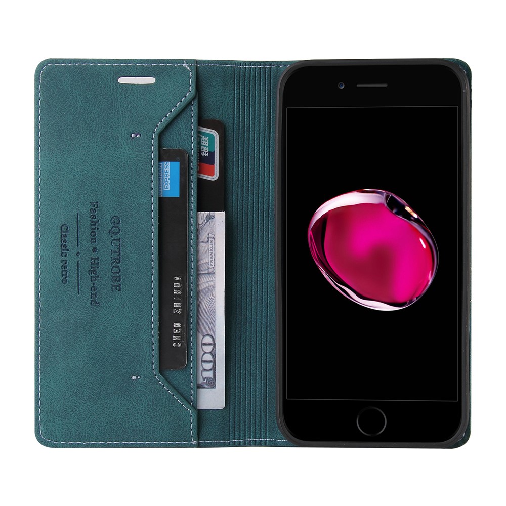 GQ.UTROBE Auto- absorbed Quality Leather Phone Shell Case with Anti-theft Swiping Design for iPhone 8 / 7 / SE (2nd Generation) - Blue-4