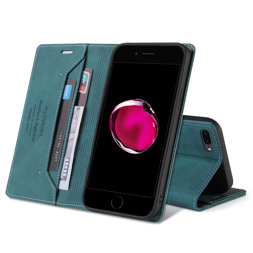 GQ.UTROBE Auto- absorbed Quality Leather Phone Shell Case with Anti-theft Swiping Design for iPhone 8 / 7 / SE (2nd Generation) - Blue-5