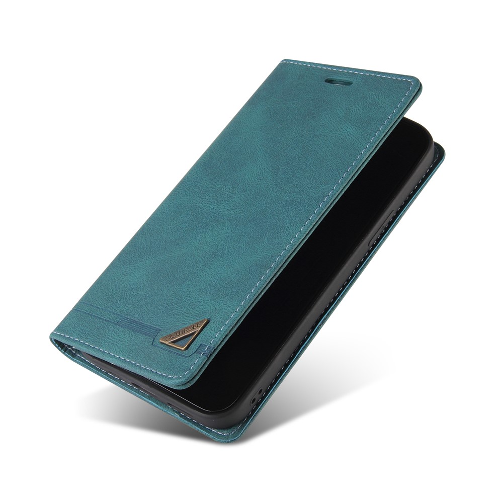 GQ.UTROBE Auto- absorbed Quality Leather Phone Shell Case with Anti-theft Swiping Design for iPhone 12 mini - Green-7
