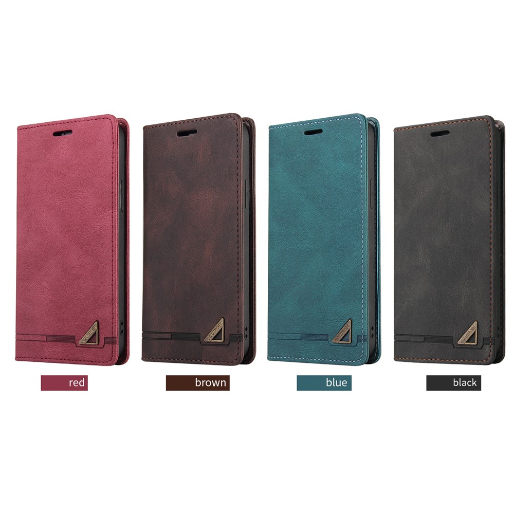 GQ.UTROBE Auto- absorbed Quality Leather Phone Shell Case with Anti-theft Swiping Design for iPhone 12/12 Pro - Brown-8