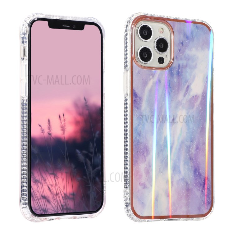 Aurora Cloud Pattern Printing Shockproof Acrylic+TPU Hybrid Case Cell Phone Cover for iPhone 12/12 Pro - Style A-1