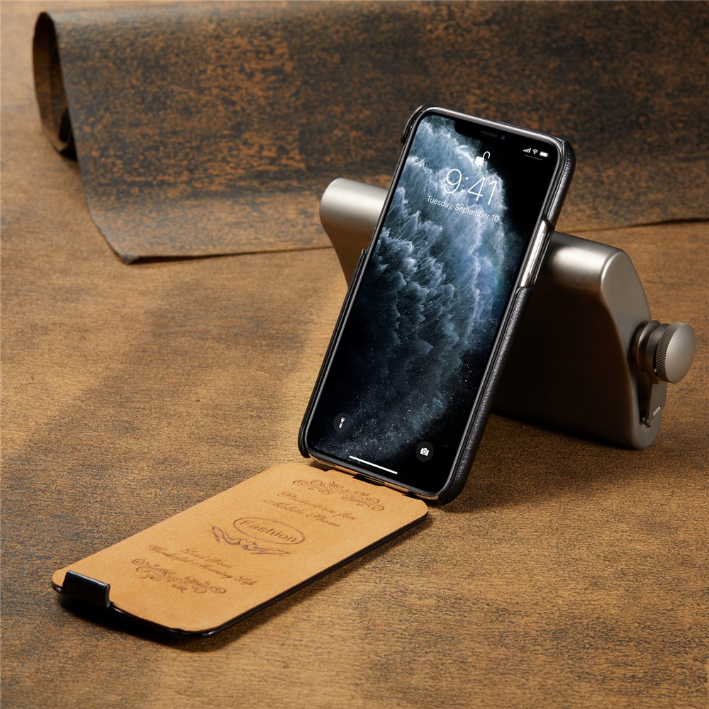 Well-protected Vertical Flip Cover Textured Leather Shell for Apple iPhone 11 Pro 5.8 inch - Black-8