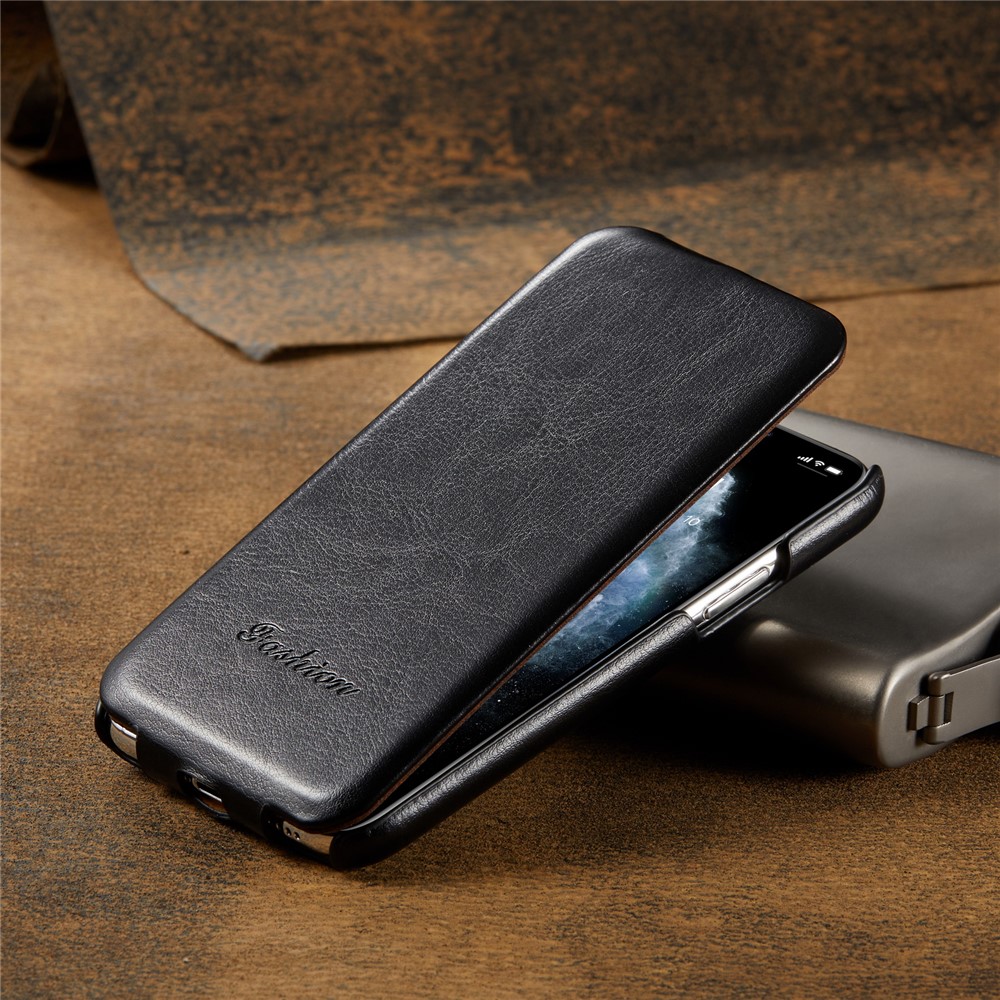 Well-protected Vertical Flip Cover Textured Leather Shell for Apple iPhone 11 Pro 5.8 inch - Black-9