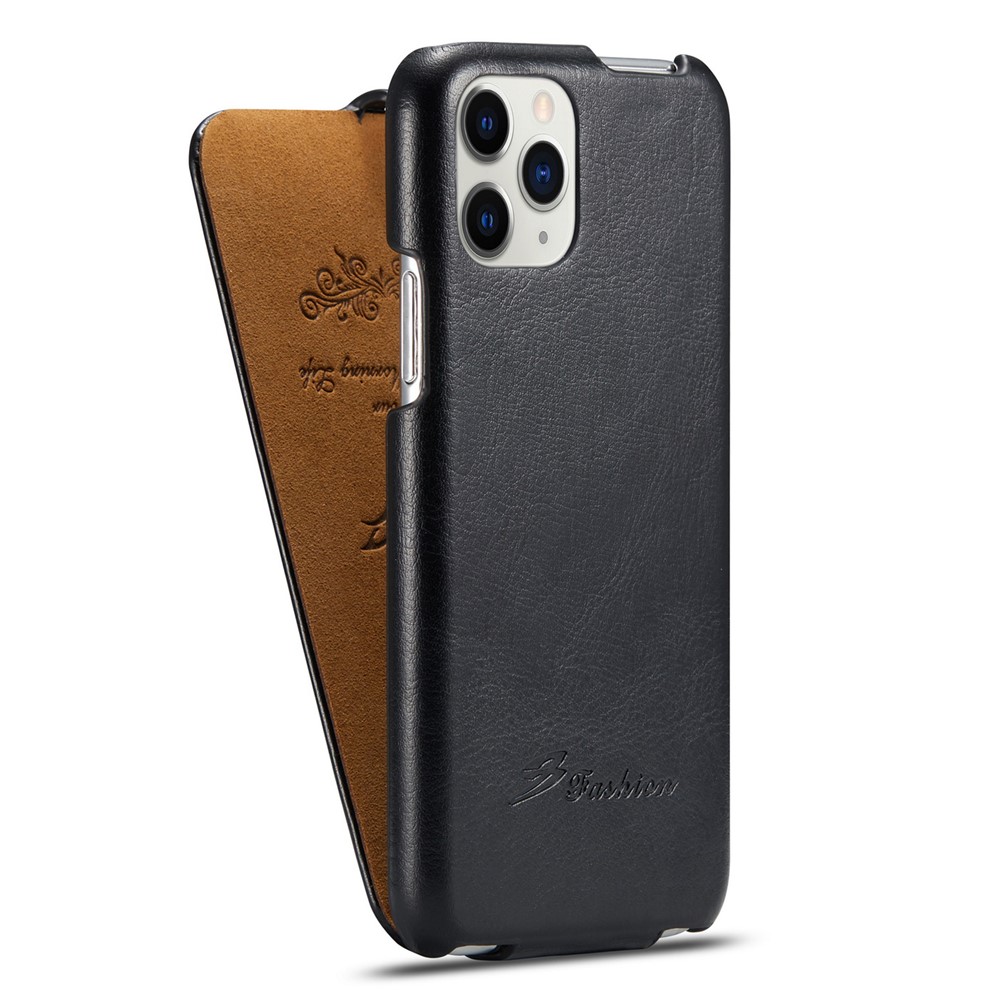 Vertical Flip Cover Textured Leather Mobile Phone Shell for Apple iPhone 11 Pro Max 6.5 inch - Black-4
