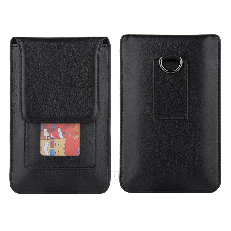 PU Leather Mobile Phone Bag Card Holder Multi-functional Waist Pack Crossbody Shoulder Messenger Bag - Black-1