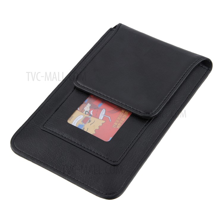 PU Leather Mobile Phone Bag Card Holder Multi-functional Waist Pack Crossbody Shoulder Messenger Bag - Black-11