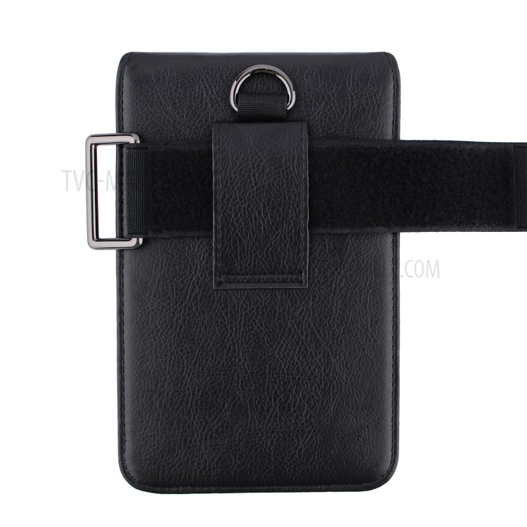 PU Leather Mobile Phone Bag Card Holder Multi-functional Waist Pack Crossbody Shoulder Messenger Bag - Black-13