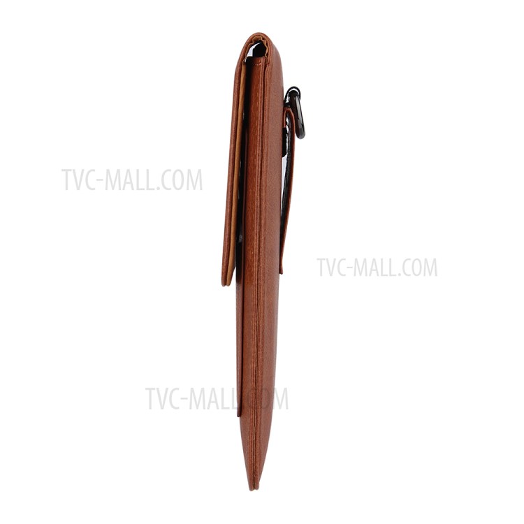 PU Leather Mobile Phone Bag Card Holder Multi-functional Waist Pack Crossbody Shoulder Messenger Bag - Brown-11
