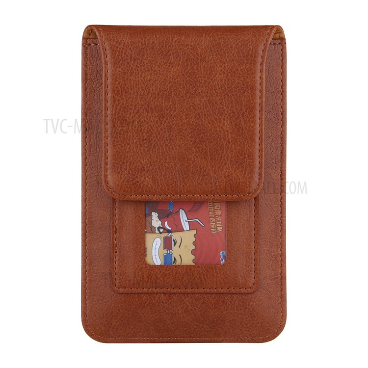 PU Leather Mobile Phone Bag Card Holder Multi-functional Waist Pack Crossbody Shoulder Messenger Bag - Brown-12