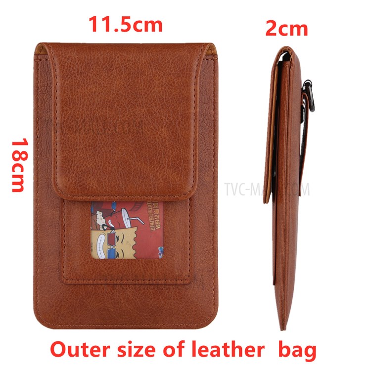PU Leather Mobile Phone Bag Card Holder Multi-functional Waist Pack Crossbody Shoulder Messenger Bag - Brown-2