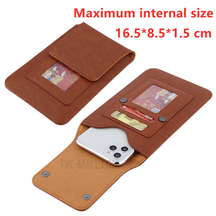 PU Leather Mobile Phone Bag Card Holder Multi-functional Waist Pack Crossbody Shoulder Messenger Bag - Brown-3