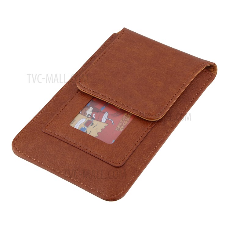 PU Leather Mobile Phone Bag Card Holder Multi-functional Waist Pack Crossbody Shoulder Messenger Bag - Brown-8